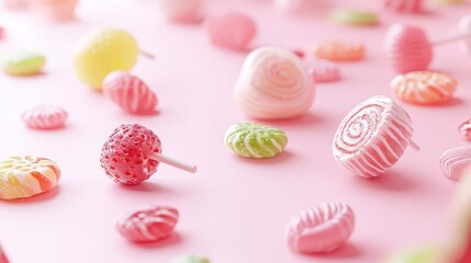 Colorful Candies On A Pink Background