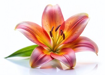 Fototapeta premium Miniature Lily Flower Isolated on White Background - Tilt-Shift Photography