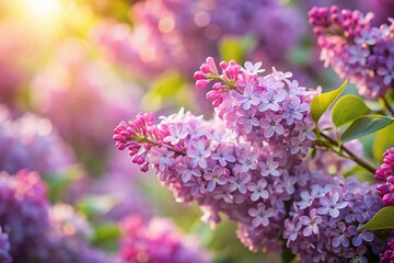 Obraz premium Miniature Purple Lilac Blossoms: Tilt-Shift Spring Flowers