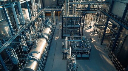 Modern Industrial Facility Steel Pipes And Equipment