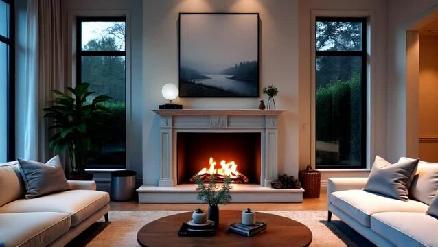 living room with fireplace