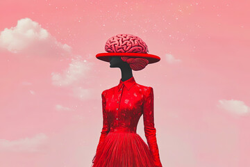 Fashionable Brain in Red Dress
