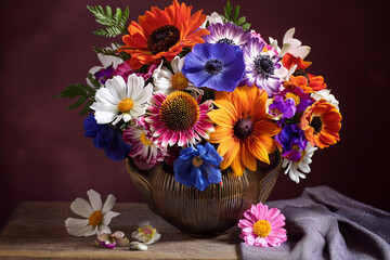 Spring flowers bunch. Antique style.