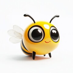 Naklejka premium Cute cartoon bee character with big eyes and smiling expression, perfect for children's content, educational materials, or playful designs in bright colors