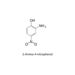 2-Amino-4-nitrophenol skeletal structure.Nitrophenol derivative compound schematic illustration. Simple diagram, chemical formula.