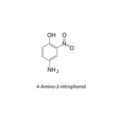 4-Amino-2-nitrophenol skeletal structure.Nitrophenol derivative compound schematic illustration. Simple diagram, chemical formula.