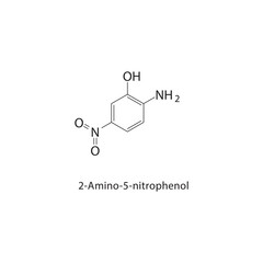 2-Amino-5-nitrophenol skeletal structure.Nitrophenol derivative compound schematic illustration. Simple diagram, chemical formula.