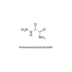 Aminooxoacetohydrazide skeletal structure.Hydrazide derivative compound schematic illustration. Simple diagram, chemical formula.