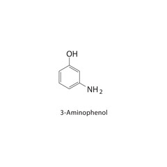 3-Aminophenol skeletal structure.Aminophenol derivative compound schematic illustration. Simple diagram, chemical formula.