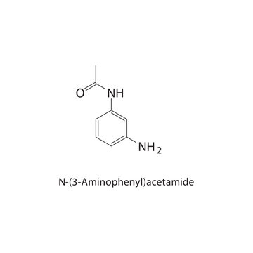 N-(3-Aminophenyl)acetamide skeletal structure.Acetamide derivative compound schematic illustration. Simple diagram, chemical formula.