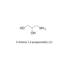 3-Amino-1,2-propanediol, (±)- skeletal structure.Aminopropanediol derivative compound schematic illustration. Simple diagram, chemical formula.