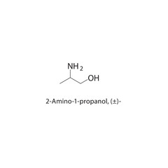 2-Amino-1-propanol, (±)- skeletal structure.Amino alcohol compound schematic illustration. Simple diagram, chemical formula.