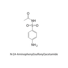 N-[(4-Aminophenyl)sulfonyl]- acetamide skeletal structure.Sulfonylacetamide derivative compound schematic illustration. Simple diagram, chemical formula.
