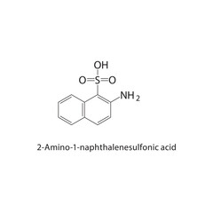 2-Amino-1-naphthalenesulfonic acid skeletal structure.Naphthalenesulfonic acid derivative compound schematic illustration. Simple diagram, chemical formula.