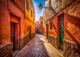 Fototapeta premium Minimalist Marrakech Medina Street: Ancient Architecture, Moroccan Beauty