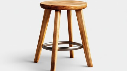 This wooden stool features a minimalist design with a round seat. Its natural wood finish and stable legs make it a perfect addition to any modern or rustic space.