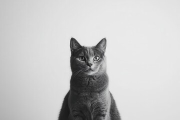 Obraz premium Elegant Adult Cat Standing Gracefully on a Pure White Background, High-Resolution Studio Shot for Pet Lovers and Marketing Campaigns