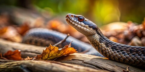 Fototapeta premium Minimalist Snake in Nature: Serpentine Elegance in 4K Resolution