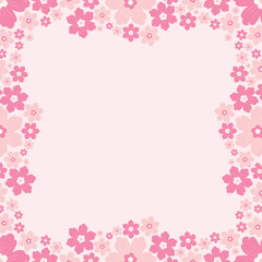 Cute kawaii pink floral border frame poster notepad background