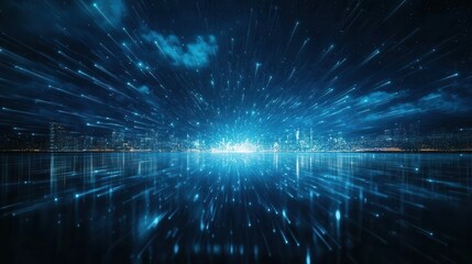 Festival Fireworks Display Over the City at Night Scene