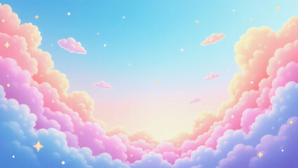 Fototapeta premium Vibrant pastel clouds fill the sky at sunrise