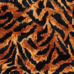 Seamless Realistic Tiger Fur Pattern with Vibrant Orange and Black Stripes