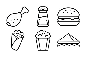 Food and Beverages icon set vector art illustration 
