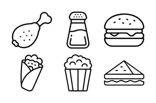 Food and Beverages icon set vector art illustration 