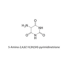 5-Amino-2,4,6(1H,3H,5H)-pyrimidinetrione skeletal structure.Pyrimidinetrione derivative compound schematic illustration. Simple diagram, chemical formula.