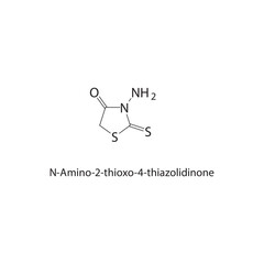 N-Amino-2-thioxo-4-thiazolidinone skeletal structure.Thiazolidinone derivative compound schematic illustration. Simple diagram, chemical formula.