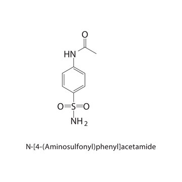 N-[4-(Aminosulfonyl)phenyl]-acetamide skeletal structure.Acetamide derivative compound schematic illustration. Simple diagram, chemical formula.