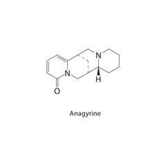 Anagyrine skeletal structure.Alkaloid compound schematic illustration. Simple diagram, chemical formula.