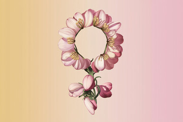 Floral Feminine Symbol for International Women's Day - Artistic Composition
