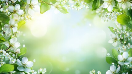 Fototapeta premium Beautiful background template made of Spring flowers.