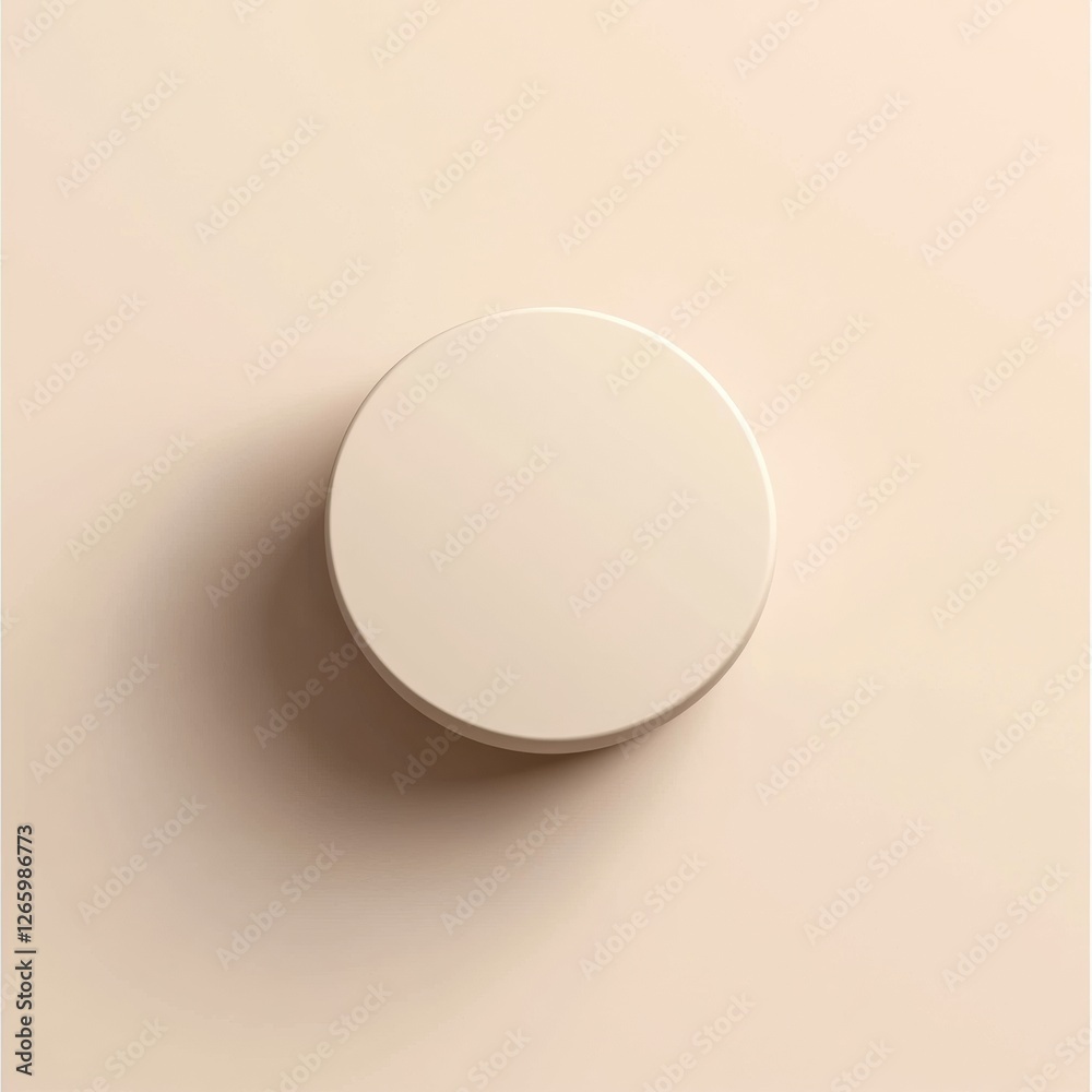 Poster Neutral round object placed on a smooth light surface in a minimalistic setting creating a modern aesthetic. Generative AI