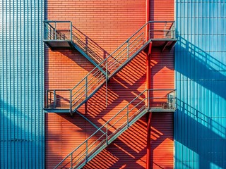 Modern Industrial Building Fire Escape Ladder - Drone Aerial Shadow Photography