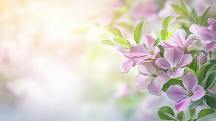 Fototapeta premium Beautiful background template made of Spring flowers.