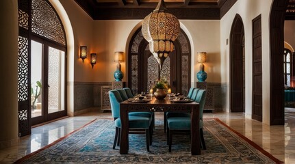 Elegant Moroccan Dining Room Design with Intricate Details