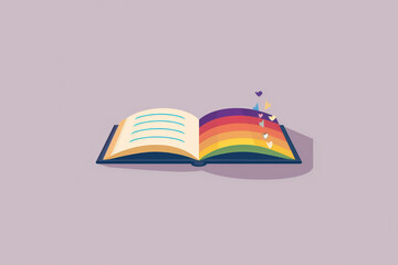 Opened book with rainbow and LGBT flag colors