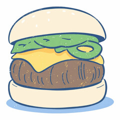 Illustration Burger Meal Isolated Background Fast Food Icon