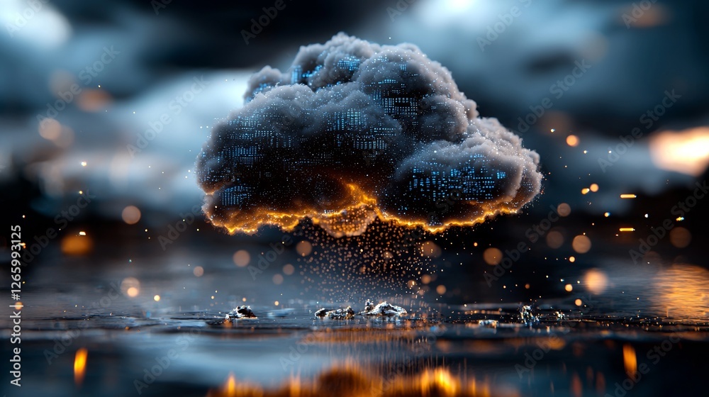 Poster the abstract motion of digital data flow is depicted through a futuristic web of digital information