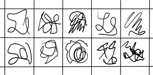 Abstract Scribble Doodle Illustration Set – Hand-Drawn Ink Line Art