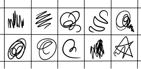 Abstract Scribble Doodle Illustration Set – Hand-Drawn Ink Line Art