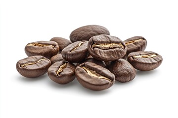 Obraz premium Pile of coffee beans isolated on a white background with a clipping path