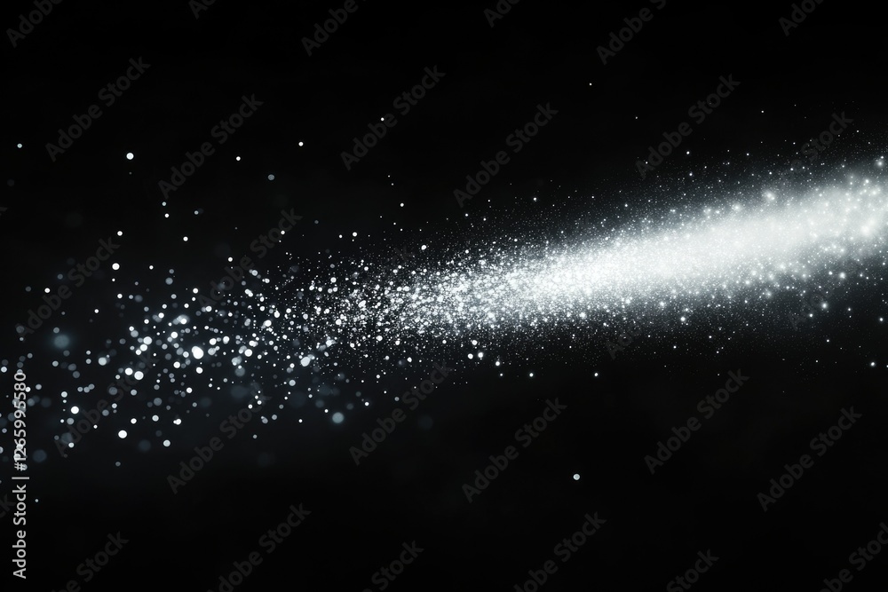 Poster a stream of glittering particles moves across a transparent background, resembling a celestial trail