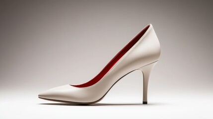 Obraz premium This elegant white high heel shoe showcases a bold red interior, representing a perfect blend of style and sophistication suitable for a variety of occasions in fashion.