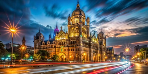 Mumbai Municipal Corporation Head Office at CST Station - Long Exposure Night Photography, Maharashtra, India