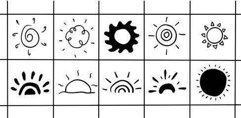 Hand-Drawn Sun Illustration Set