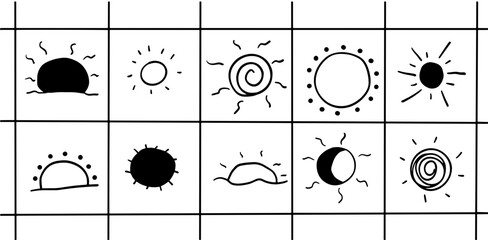Hand-Drawn Sun Illustration Set