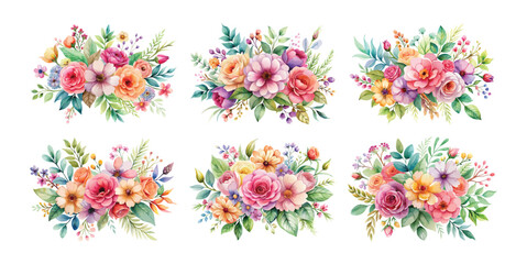 Floral invitations with red white and pink rose buds with green leaves element. Vector illustration